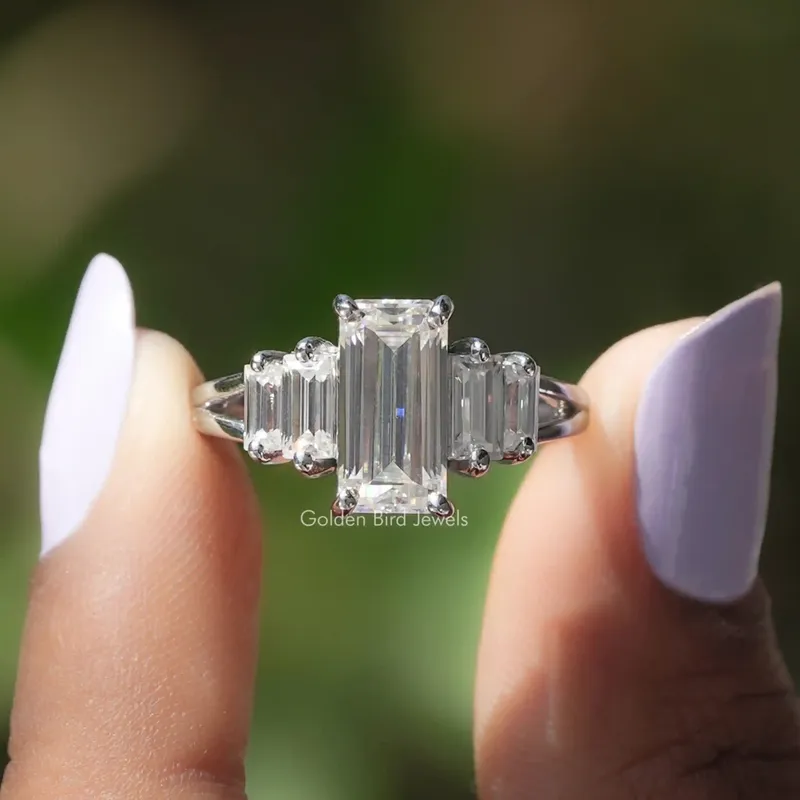 5 Stone Emerald Cut Moissanite Ring emerald emerald cut engagement ring