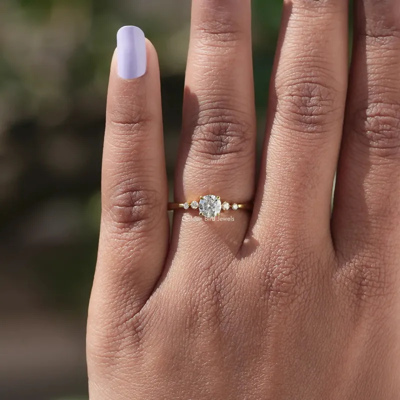 5 Stone Round Cut Moissanite Engagement Ring vy 5
