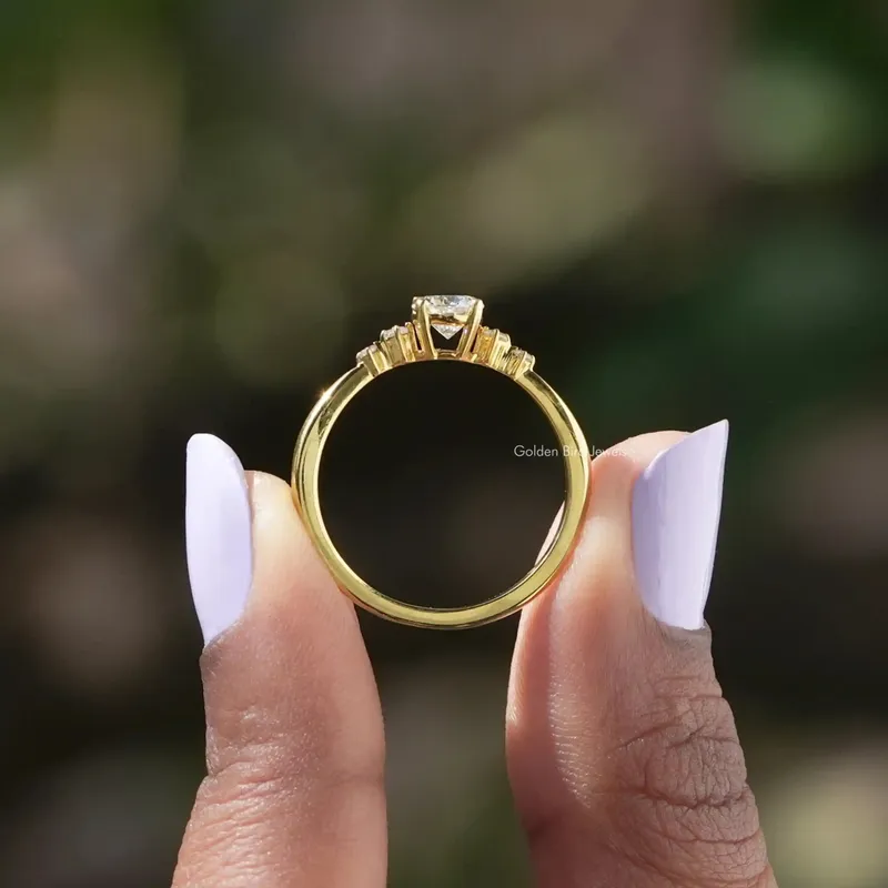 5 Stone Round Cut Moissanite Engagement Ring vy 3