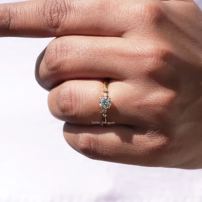 5 Stone Round Cut Moissanite Engagement Ring vy 6