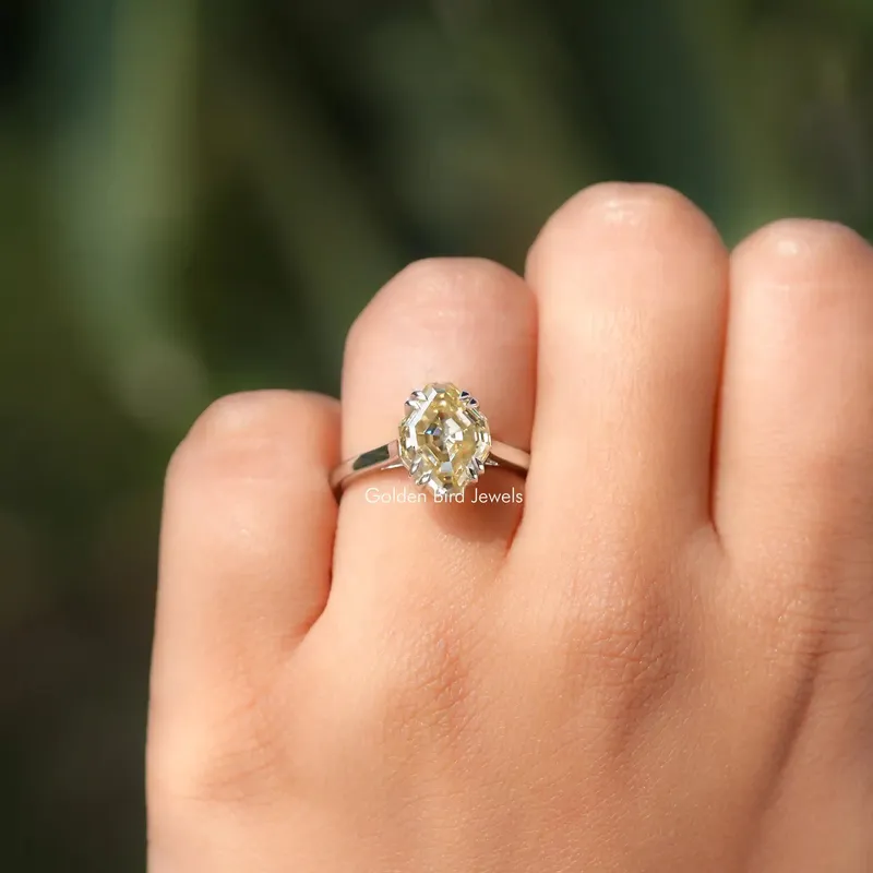 Antique Cut Moissanite Solitaire Engagement Ring vy 4