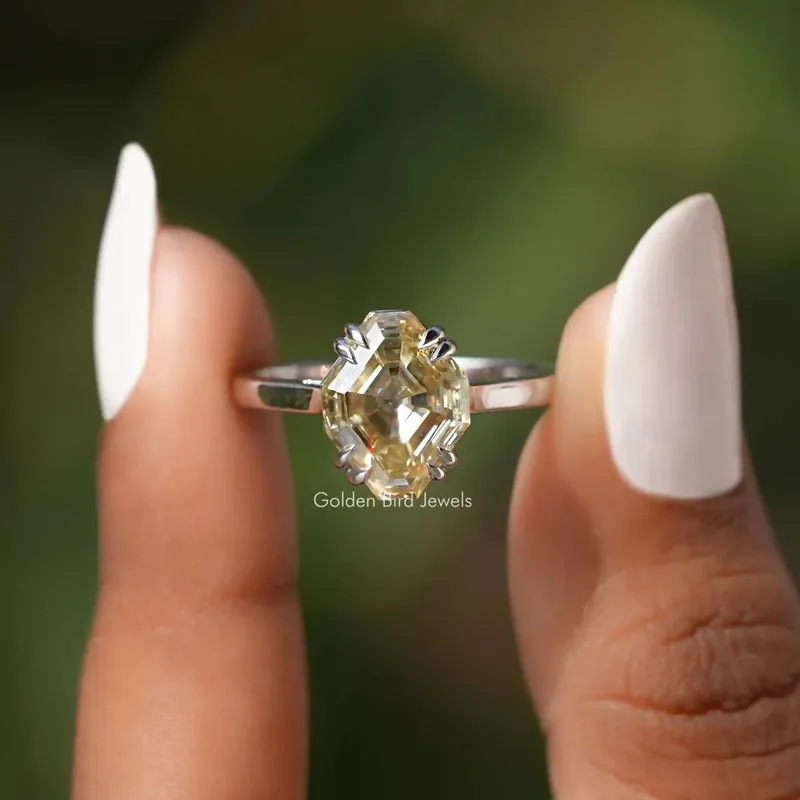 Antique Cut Moissanite Solitaire Engagement Ring yellow engagement ring