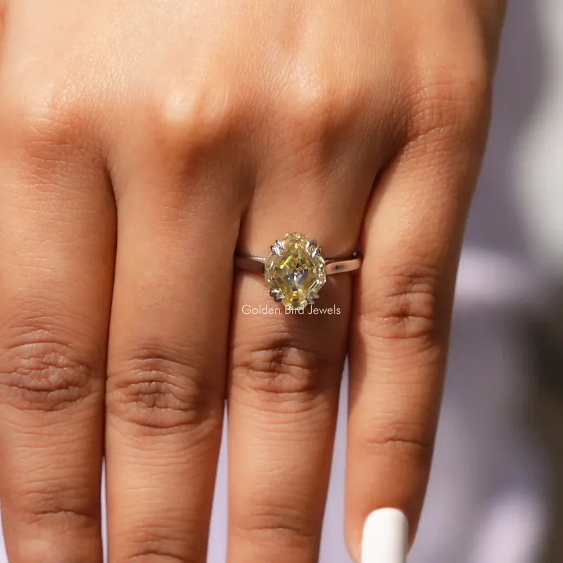 Antique Cut Moissanite Solitaire Engagement Ring vy 5