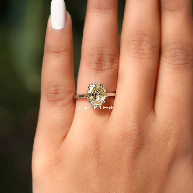 Antique Cut Moissanite Solitaire Engagement Ring vy 3