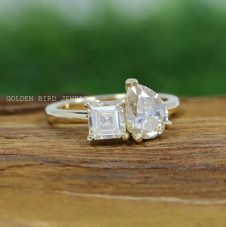 Asscher And Pear Cut Toi Moi Moissanite Ring view 8