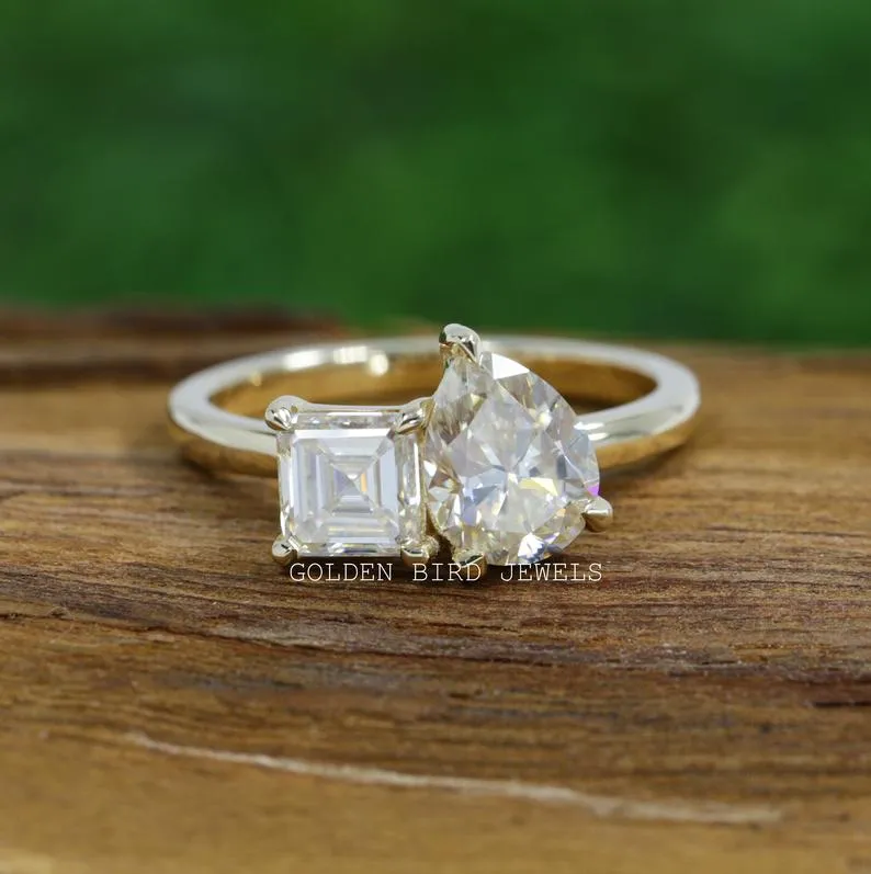 Asscher And Pear Cut Toi Moi Moissanite Ring pear cut engagement ring