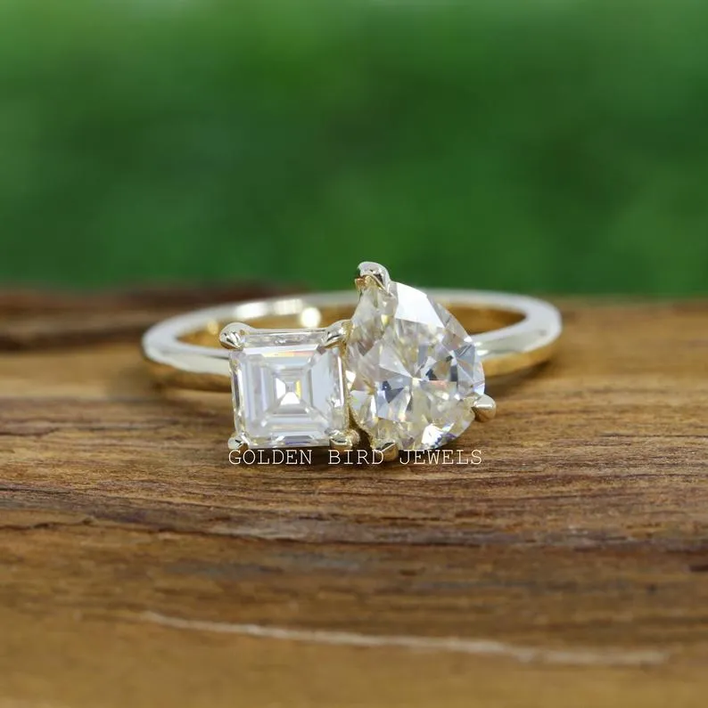 Asscher And Pear Cut Toi Moi Moissanite Ring view 9