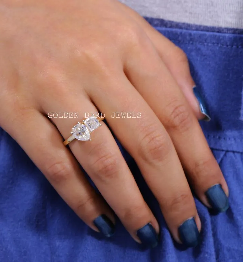 Asscher And Pear Cut Toi Moi Moissanite Ring view 2