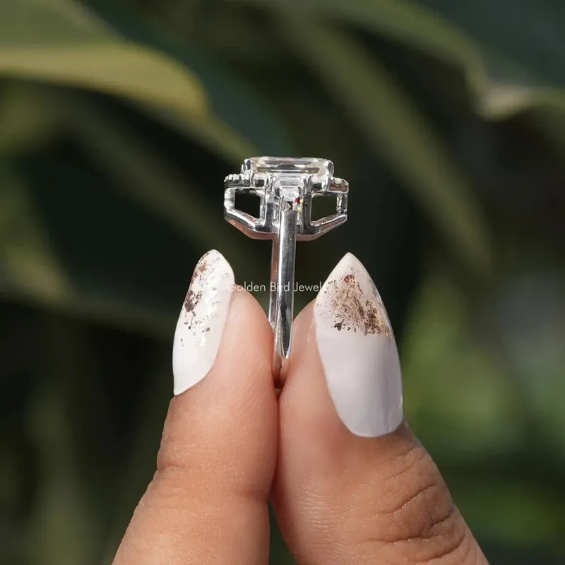 Asscher Cut Moissanite Halo Engagement Ring view 2