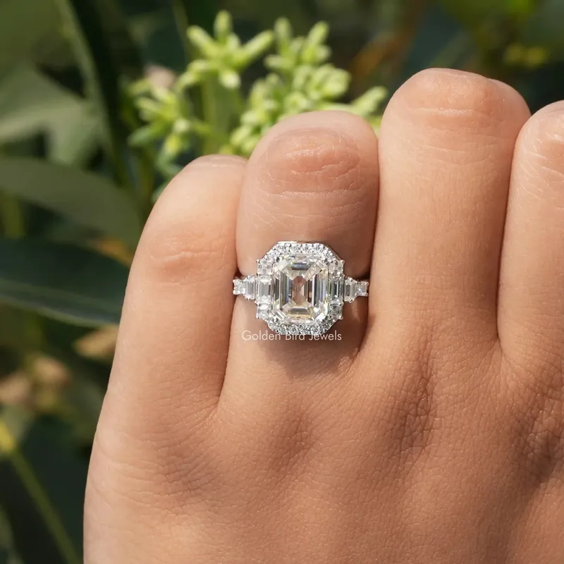 Asscher Cut Moissanite Halo Engagement Ring view 4
