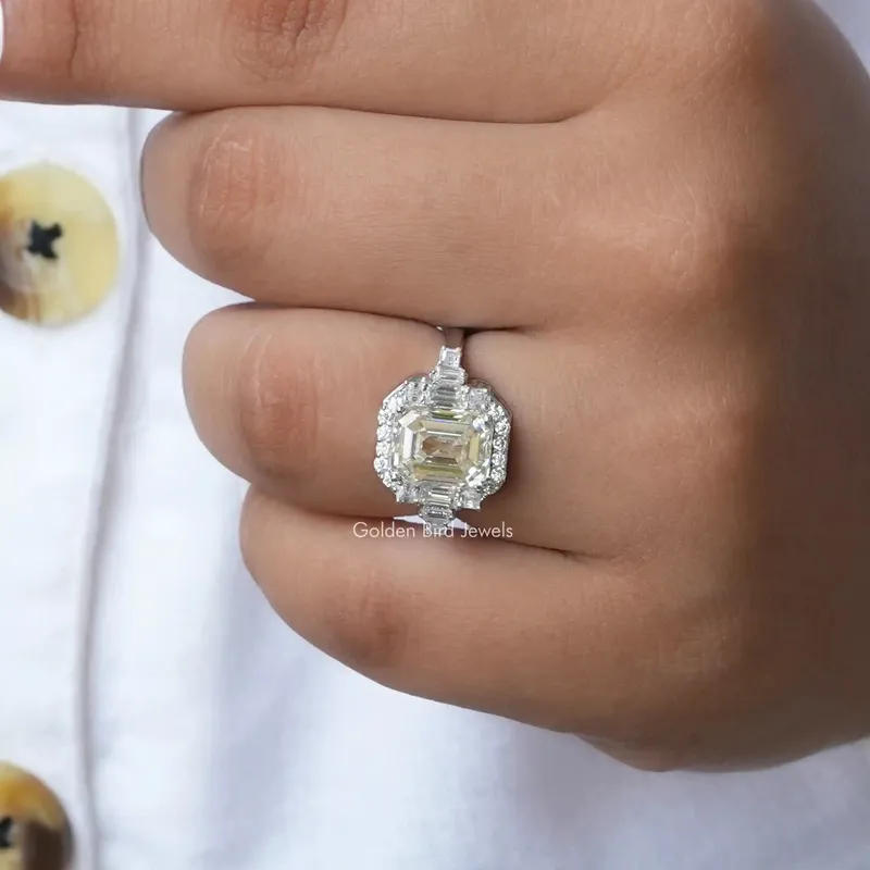Asscher Cut Moissanite Halo Engagement Ring view 5
