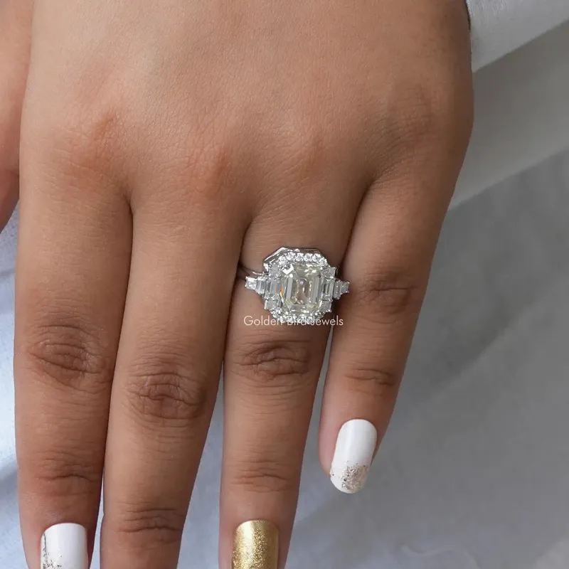 Asscher Cut Moissanite Halo Engagement Ring view 6