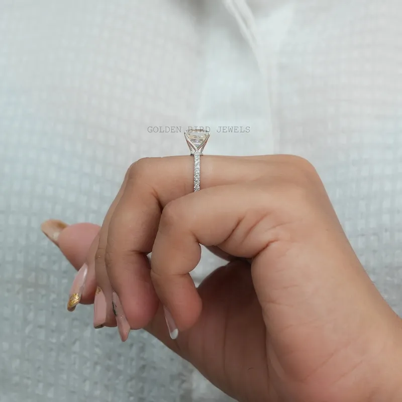 Asscher Cut Solitaire Moissanite Accent Ring view 6