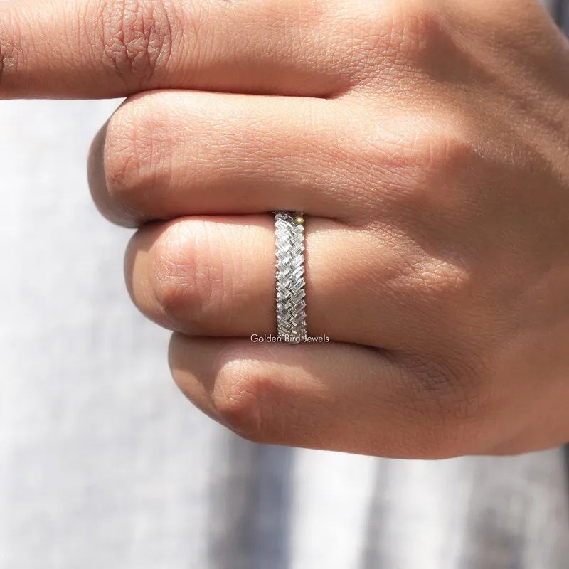Baguette Cut Moissanite Wedding Band view 5