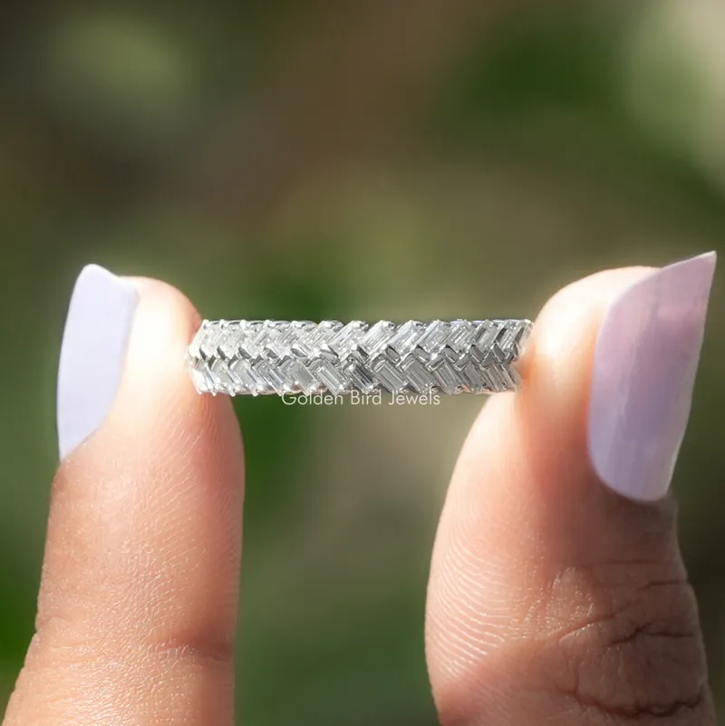 Baguette Cut Moissanite Wedding Band engagement ring