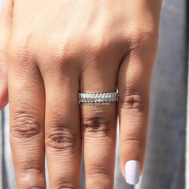 Baguette Cut Moissanite Wedding Band view 8