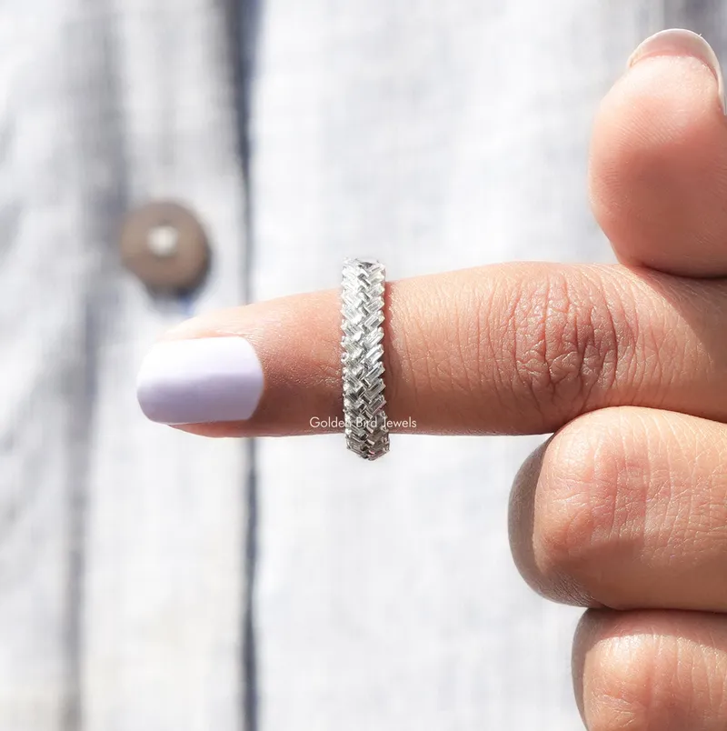 Baguette Cut Moissanite Wedding Band view 7