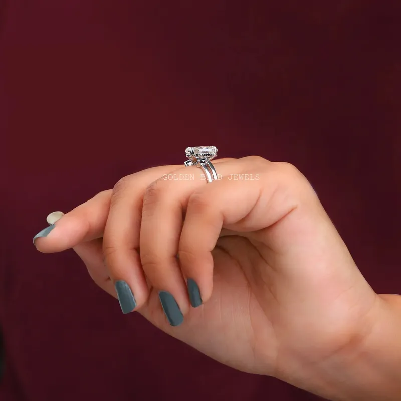 Black Dutch Marquise Hidden Halo Trillion Ring Set view 4