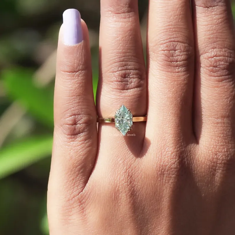 Blue Dutch Marquise Cut Solitaire Ring vy 4