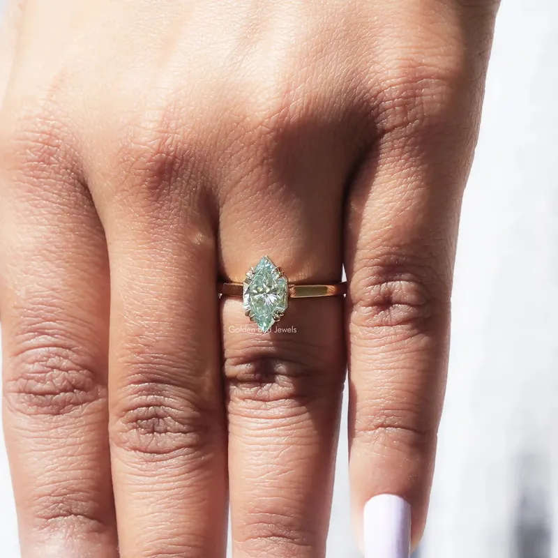 Blue Dutch Marquise Cut Solitaire Ring vy 8