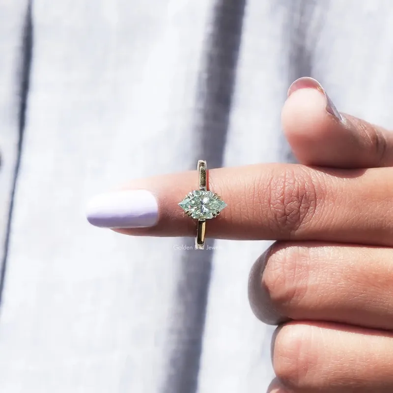 Blue Dutch Marquise Cut Solitaire Ring vy 6