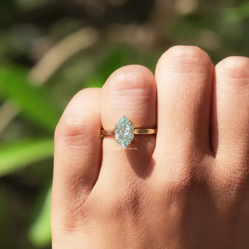Blue Dutch Marquise Cut Solitaire Ring vy 5