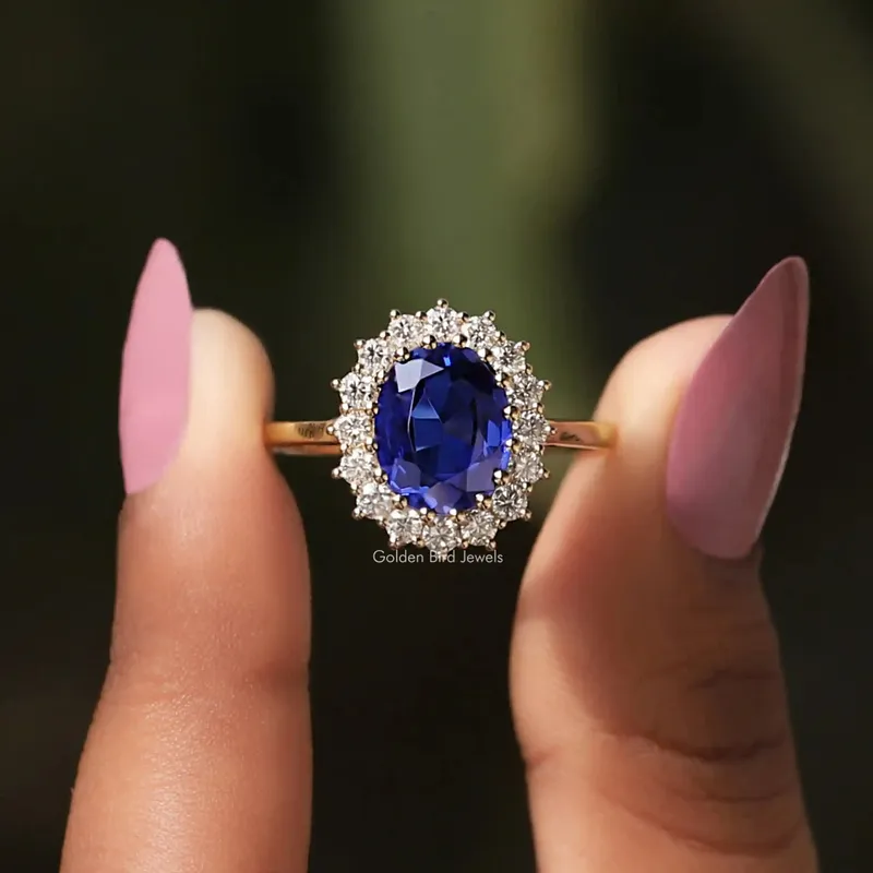 Blue Sapphire Oval Cut Halo Ring blue sapphire oval cut engagement ring