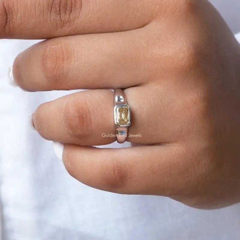 Champagne Criss Cut Moissanite Solitaire Wedding Ring vy 7