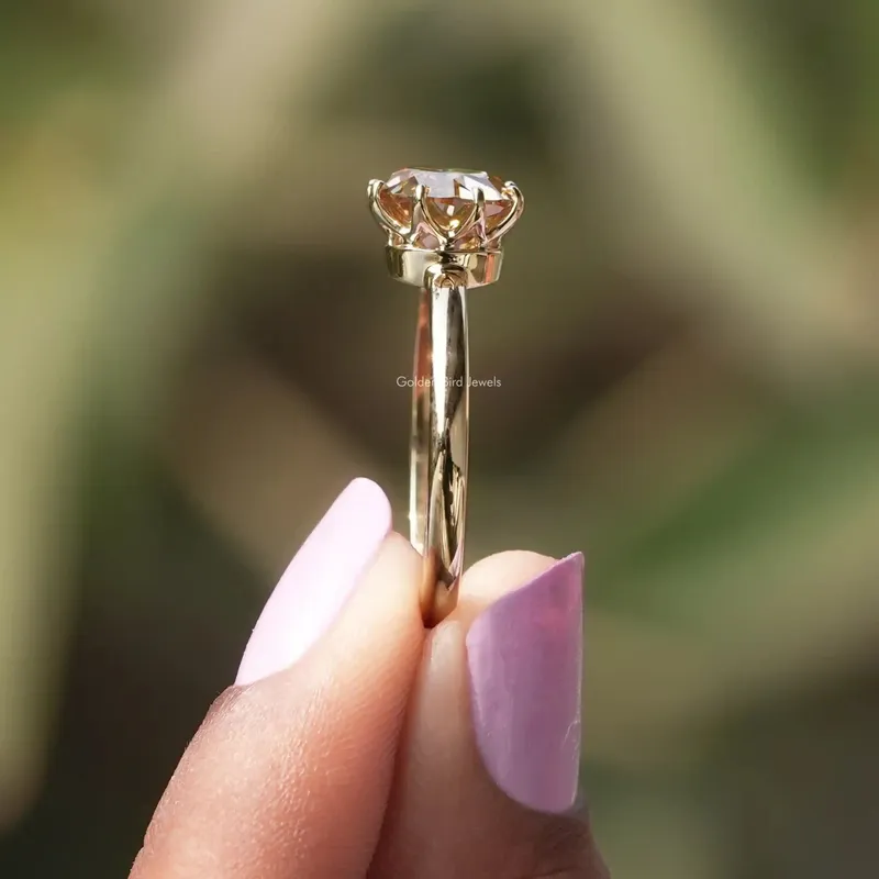 Champagne OEC Round Solitaire Moissanite Ring view 2