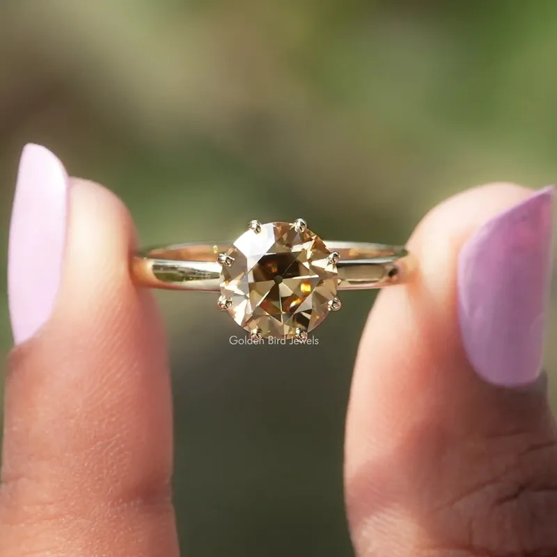 Champagne OEC Round Solitaire Moissanite Ring engagement ring