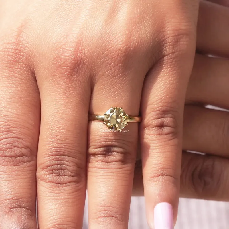 Champagne OEC Round Solitaire Moissanite Ring view 8
