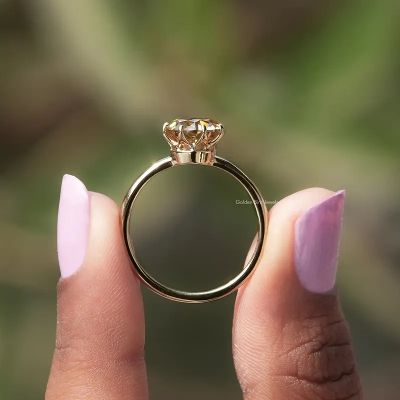 Champagne OEC Round Solitaire Moissanite Ring view 3