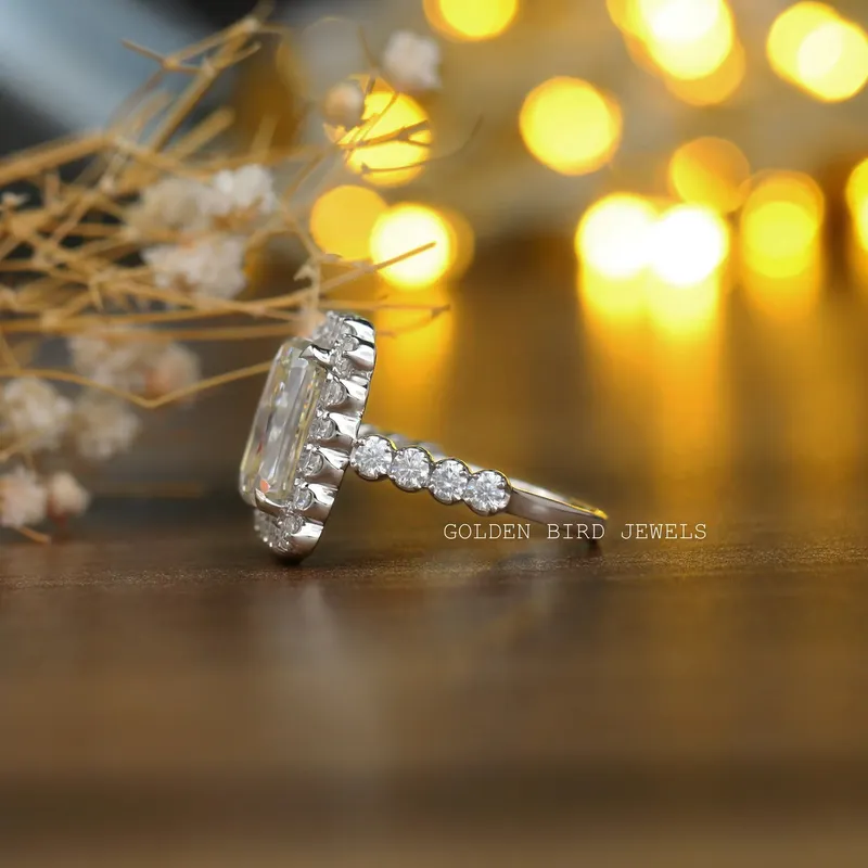 Colorless Criss Cut Moissanite Engagement Halo Ring vy 9
