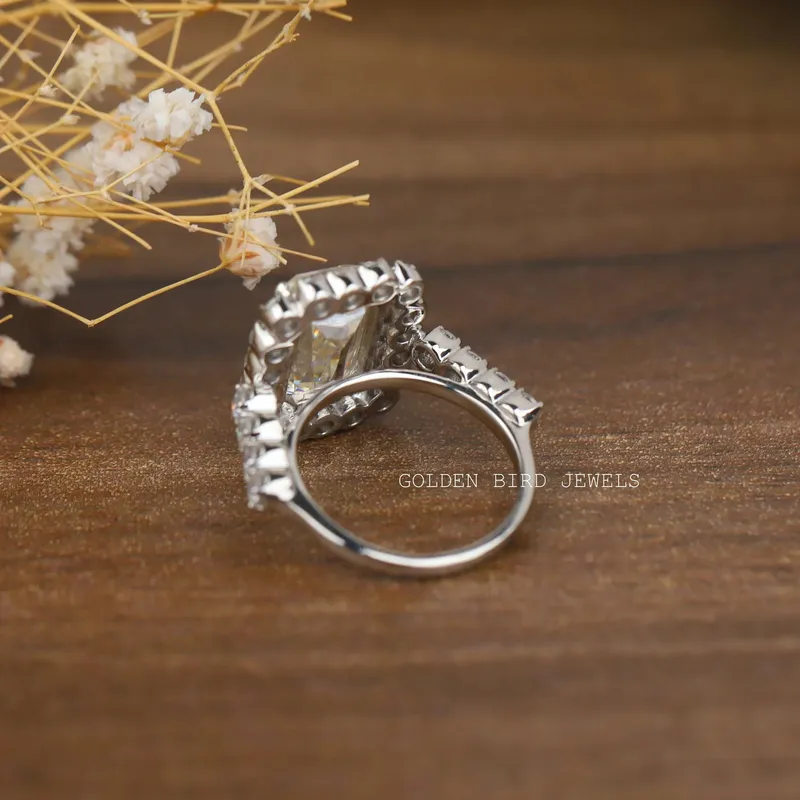 Colorless Criss Cut Moissanite Engagement Halo Ring vy 10