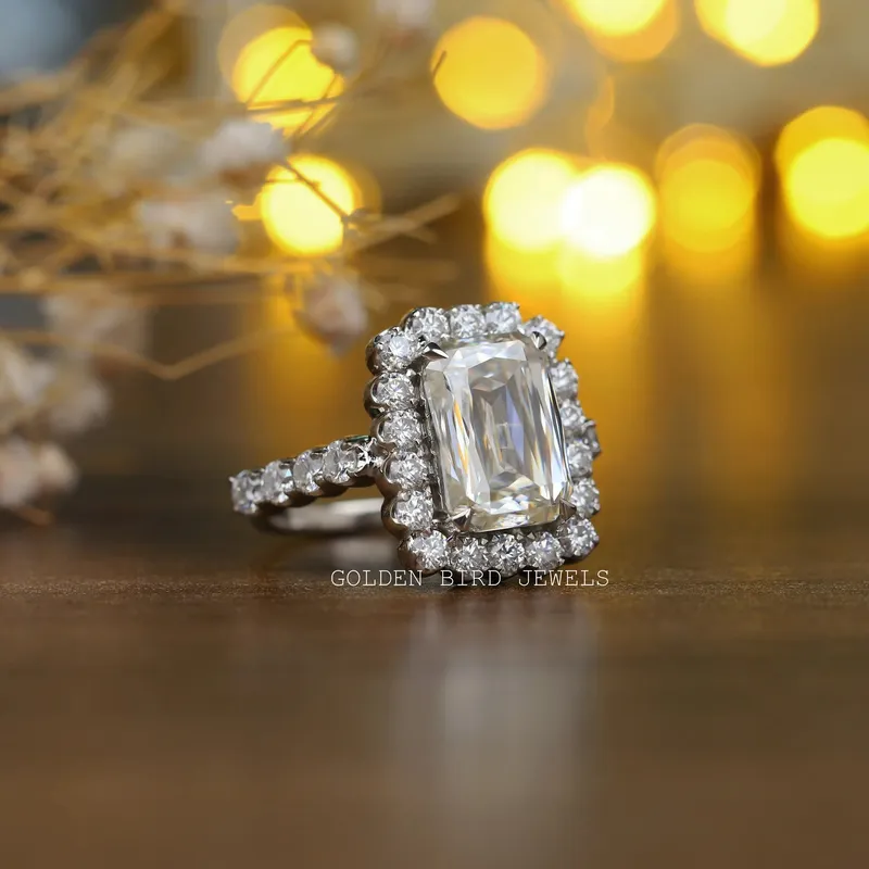 Colorless Criss Cut Moissanite Engagement Halo Ring vy 6