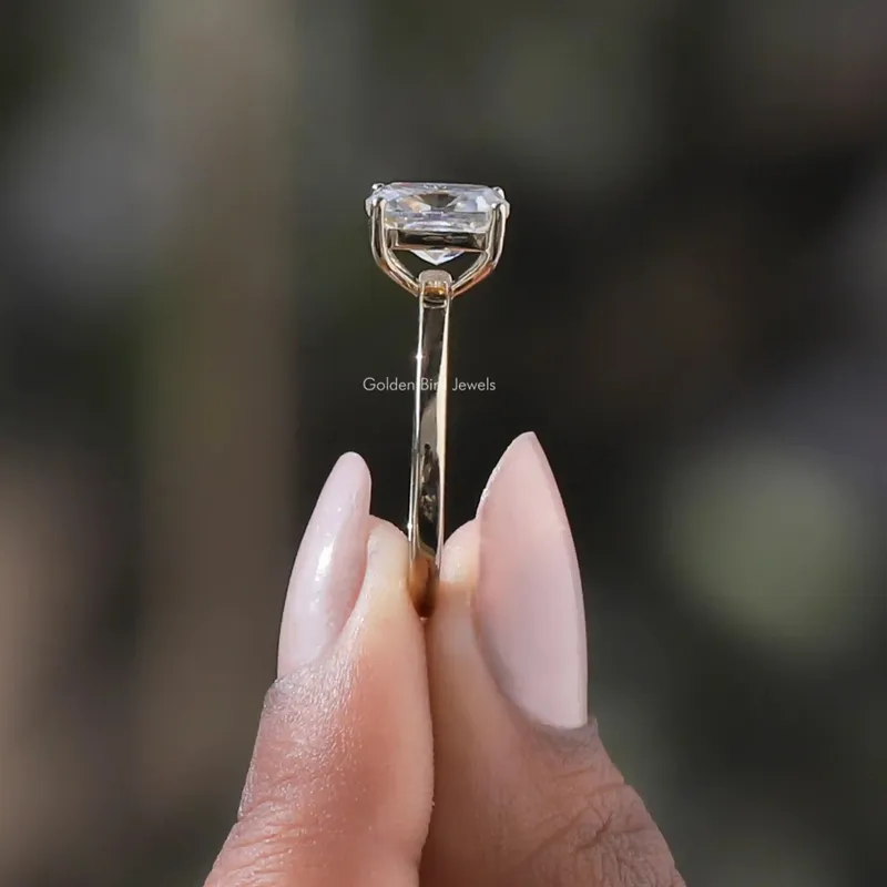 Colorless Elongated Cushion Cut Solitaire Moissanite Ring view 2