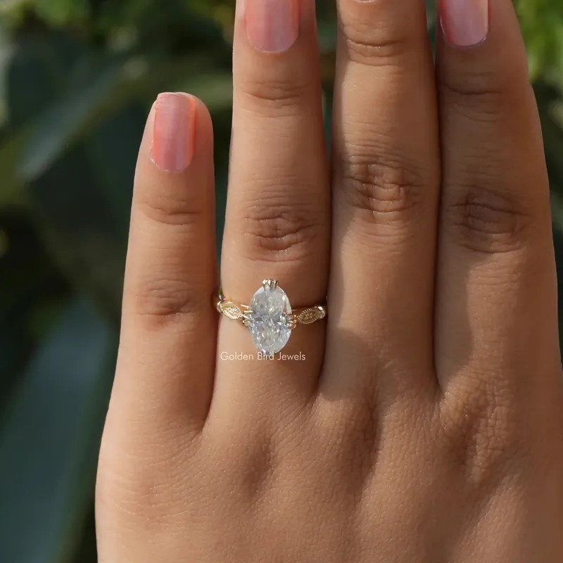 Colorless Moval Cut Moissanite Engagement Ring view 3