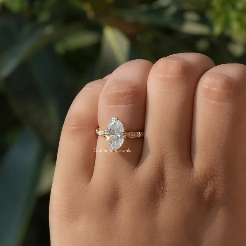 Colorless Moval Cut Moissanite Engagement Ring view 4