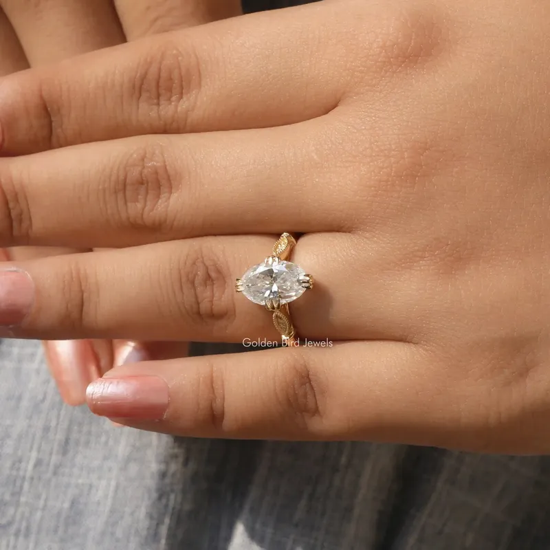 Colorless Moval Cut Moissanite Engagement Ring view 5