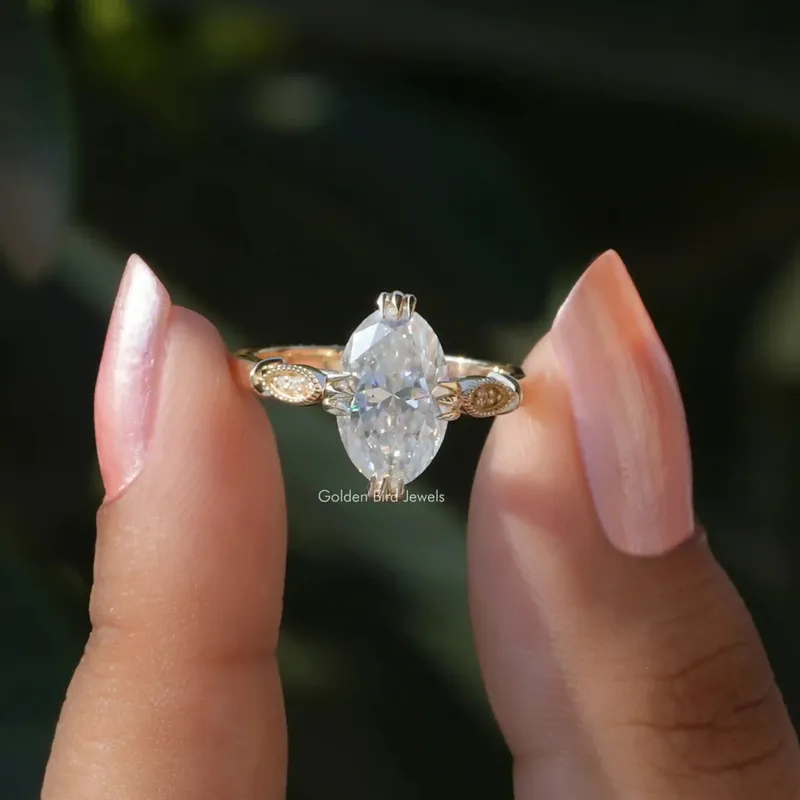 Colorless Moval Cut Moissanite Engagement Ring round cut engagement ring