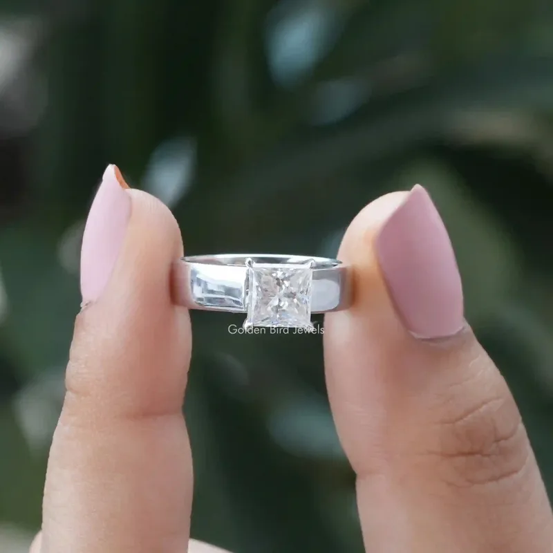 Colorless Princess Cut Moissanite Solitaire Ring engagement ring