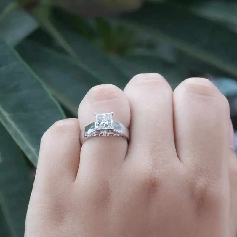 Colorless Princess Cut Moissanite Solitaire Ring view 4