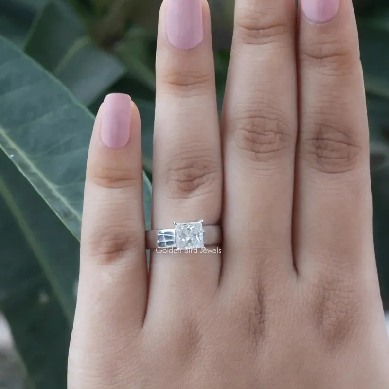 Colorless Princess Cut Moissanite Solitaire Ring view 3