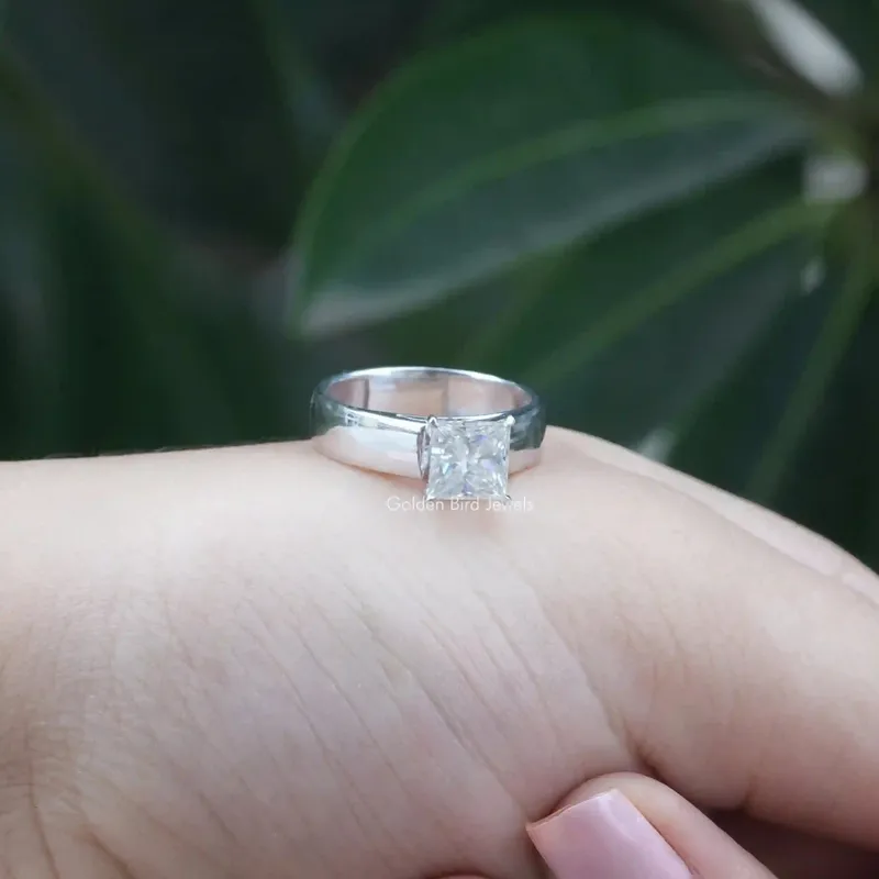 Colorless Princess Cut Moissanite Solitaire Ring view 8