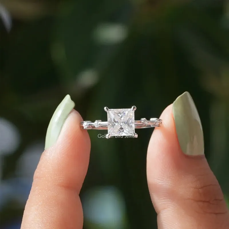 Colorless Princess Moissanite Solitaire Proposal Ring engagement ring