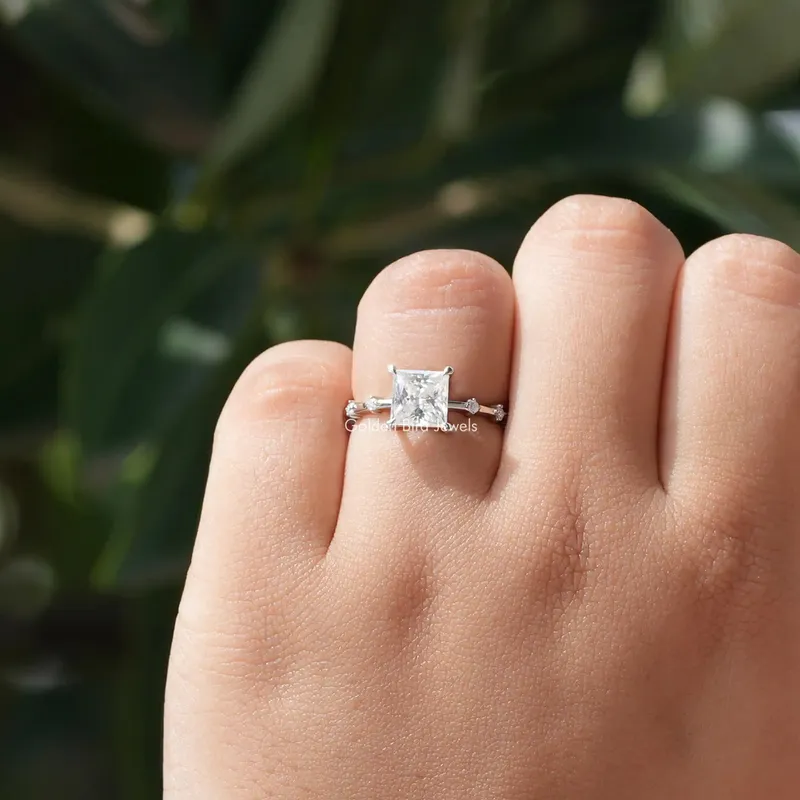 Colorless Princess Moissanite Solitaire Proposal Ring view 4