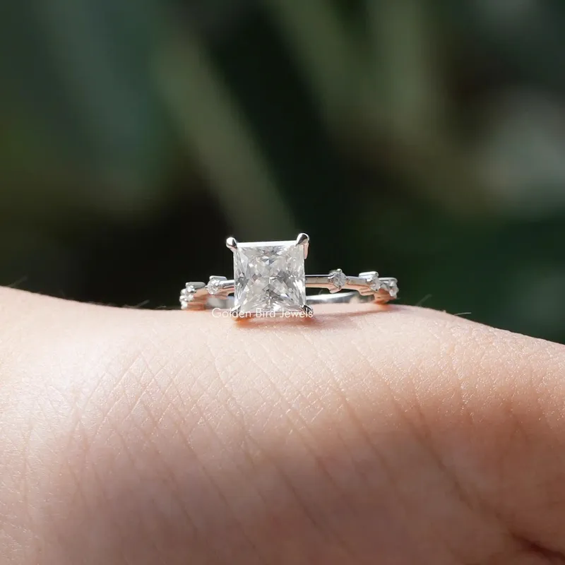Colorless Princess Moissanite Solitaire Proposal Ring view 8