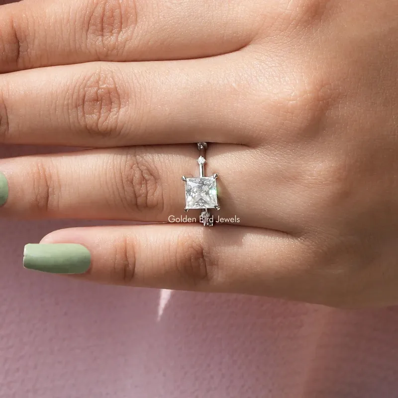 Colorless Princess Moissanite Solitaire Proposal Ring view 5