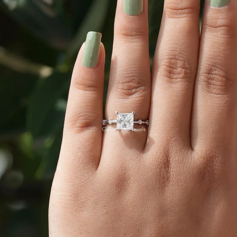 Colorless Princess Moissanite Solitaire Proposal Ring view 3