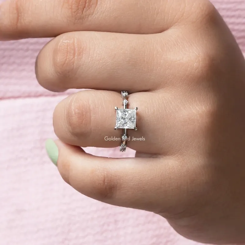 Colorless Princess Moissanite Solitaire Proposal Ring view 6